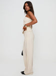 back view of model wearing Princess Polly Irresistible Wide Leg Pant Cream High Waisted Pants 