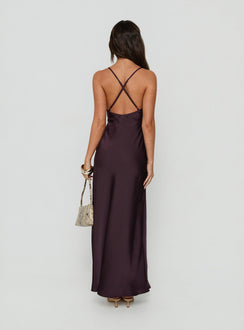 Klairee Halter Lace Maxi Dress Plum