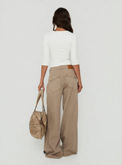 Maryjo Mid Rise Super Baggy Jeans Washed Brown