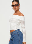 Off the shoulder knit top Folded neckline, asymmetrical hemline