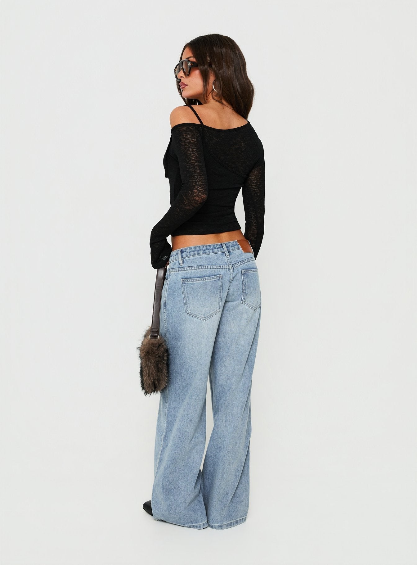Picco Ultratiefe Weite Jeans Hellblau Waschung