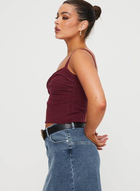 product Princess Polly Sleeveless Square Neck  Dalma Twist Top Wine