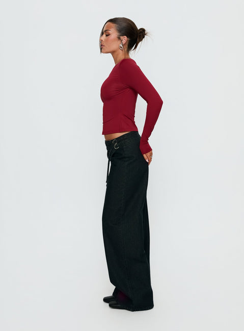 Boxie Mid Rise Wide Leg Jeans Washed Black