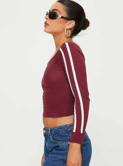 product Princess Polly Full Sleeves Square Neck  Gavya Top Adrenalin Red / White