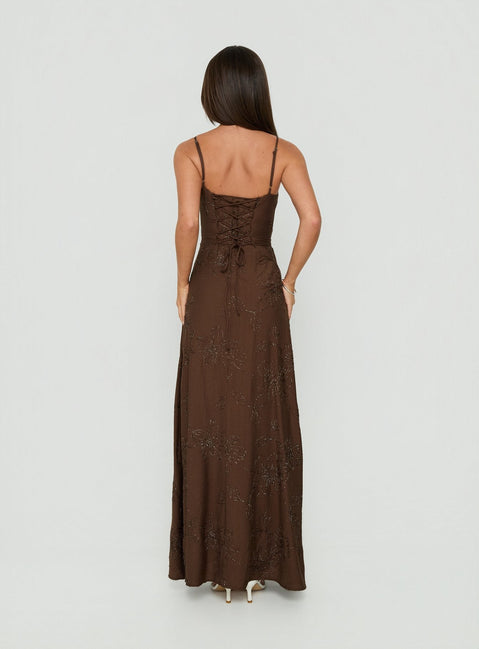 Maxikleid "Members Only" Braun Kariert