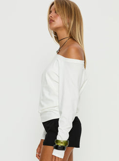 Icon Baby Off Shoulder Long Sleeve Top White