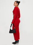 product Princess Polly Crew Neck  Whitley Cut Out Knit Maxi Dress Red