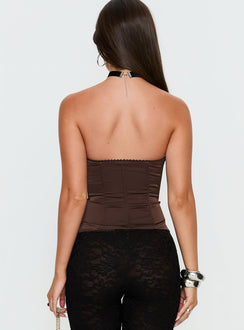 Jazzy Strapless Corset Top Chocolate