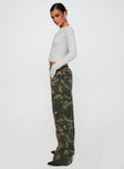 side view of model wearing Princess Polly Briony Jeans Camouflage Low Rise Jeans 