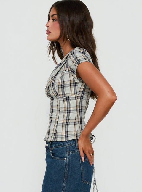 Alexandrea Plunge Button Up Top Check