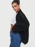 Cable knit cardigan, drop shoulder Good stretch, unlined Princess Polly Lower Impact 