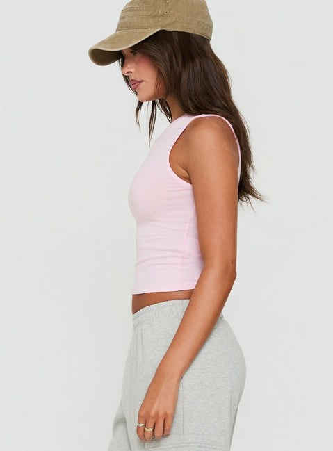Camrynn High V Boxy Vest Top Pink