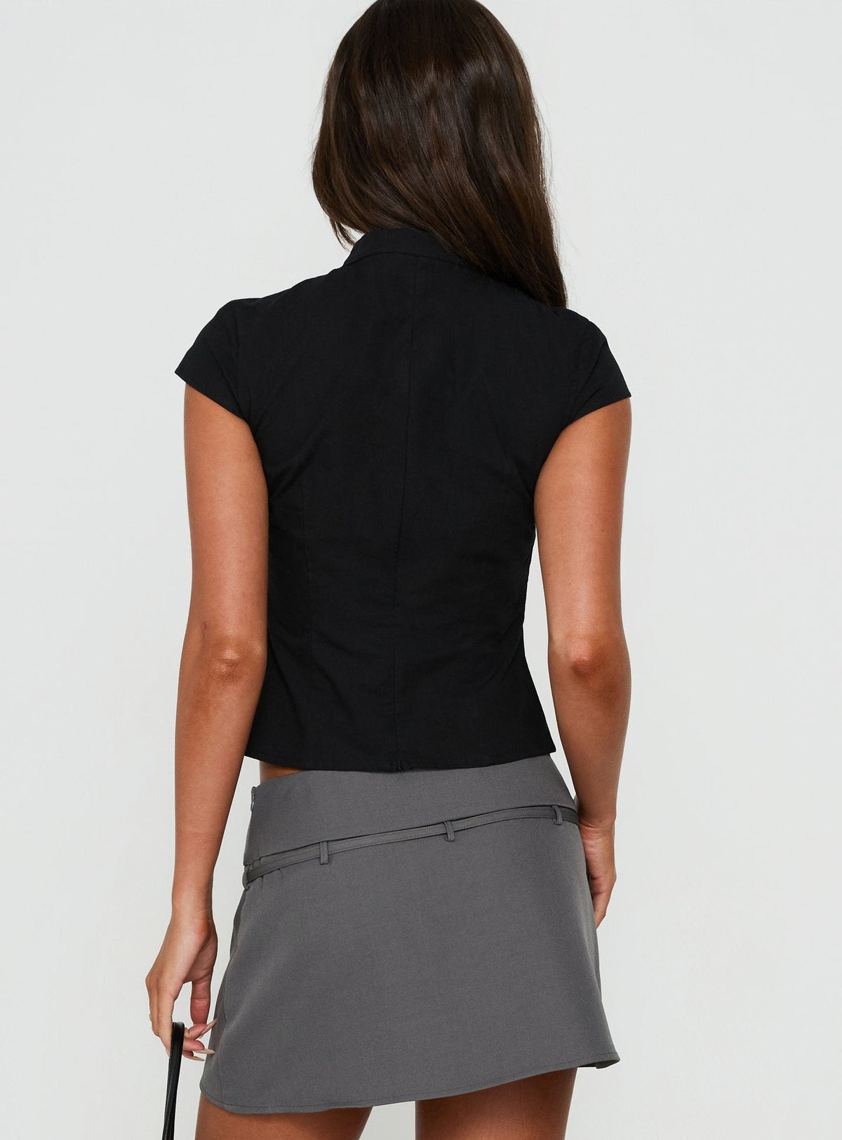 Kimiko Keyhole Cap Sleeve Top Black
