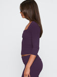 So American Rib 3/4 Sleeve Top Purple