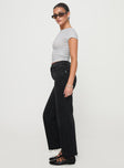 side view of model wearing Princess Polly Fawcett Jeans Washed Black High Waisted 