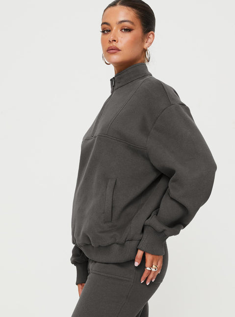 Derek Quater Zip Sweater Grey Princess Polly  long 