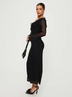 product Princess Polly Asymmetric Neckline Asymmetric Neckline  Maskell Long Sleeve Maxi Dress Black
