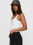 side view of model wearing Princess Polly Baseline Rib Bodysuit White Sleeveless 