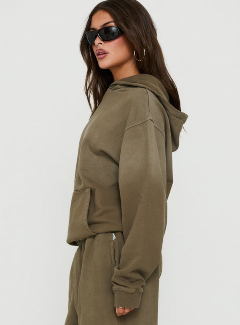 AT Pullover Oversized Hoodie Washed Olive