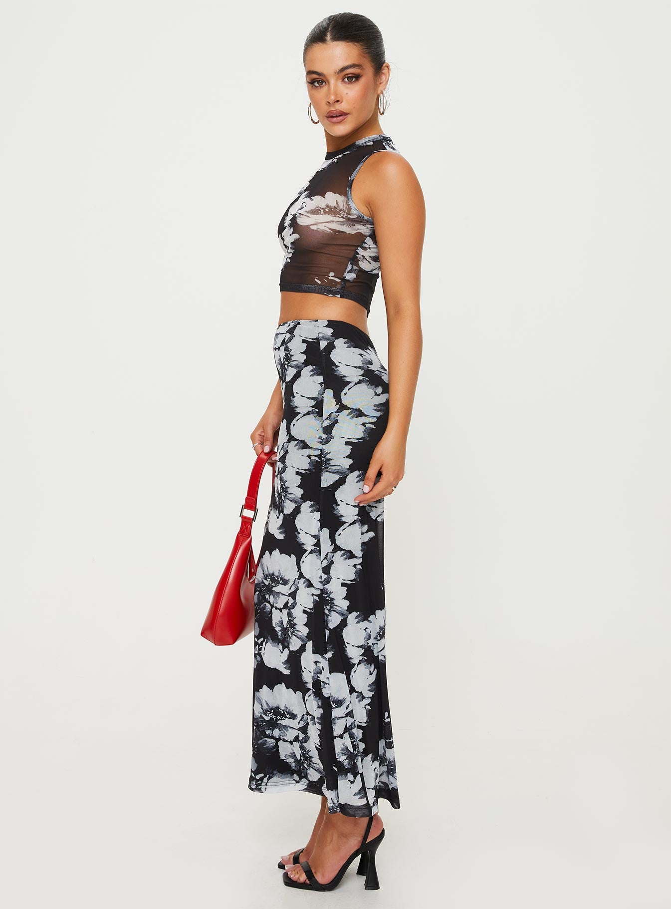 product Missed Out Mesh Midi Skirt Black Princess Polly  Maxi 