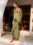 Apple Cider Maxi Dress Olive Square Neck 