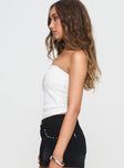 side view of model wearing Princess Polly Galen Top White Sleeveless straight 