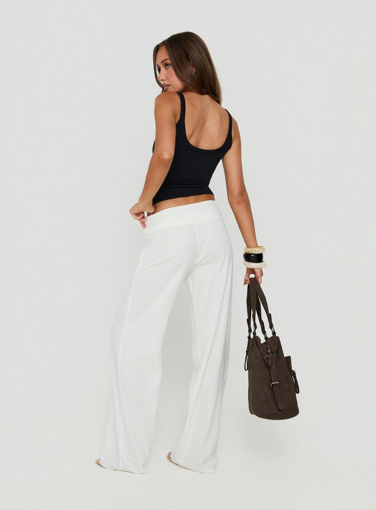Brea Frill Belted Trousers White