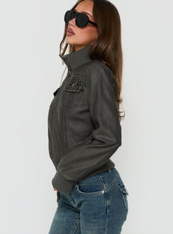 Marykate Funnel Neck Fitted Jacket Washed Black