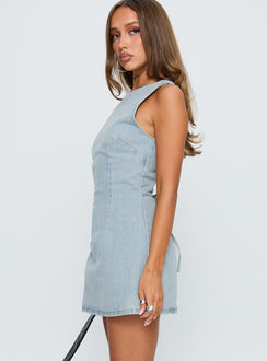 Ainsleigh Shift Denim Playsuit Light Wash