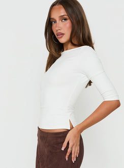 Daily Define Boatneck 3/4 Arm Oberteil Weiß