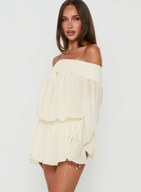 Annikah Off Shoulder Playsuit Cream
