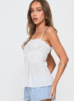 Rosecliff Ruched Longline Top Ivory