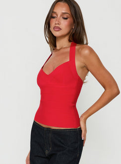 Sefina Neckholder-Top mit Bandage, Rot