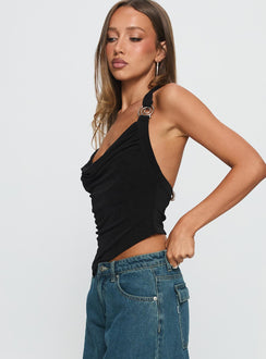 Where Were You Cowl Neck Top Black