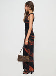 side view of model wearing Princess Polly Dalena Maxi Dress Multi Crew Neck 