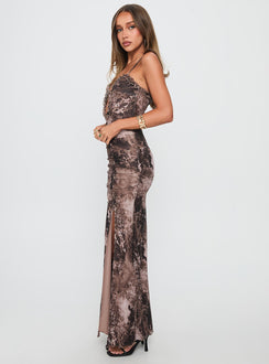 Soulina Ruched Maxi Dress Leopard