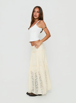 Odiana Lace Tiered Maxi Skirt Cream