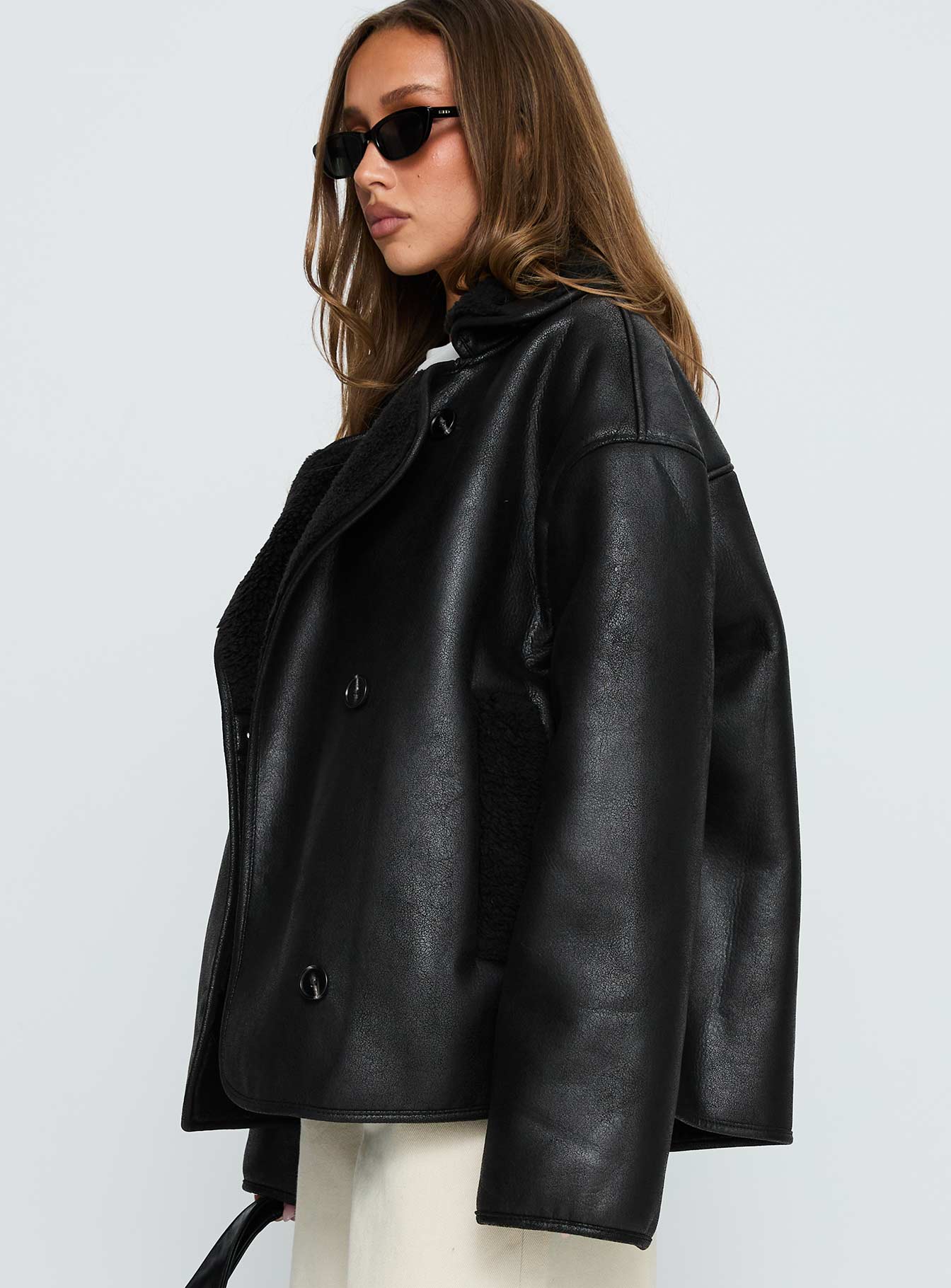 Nunez Faux Leather Jacket Black
