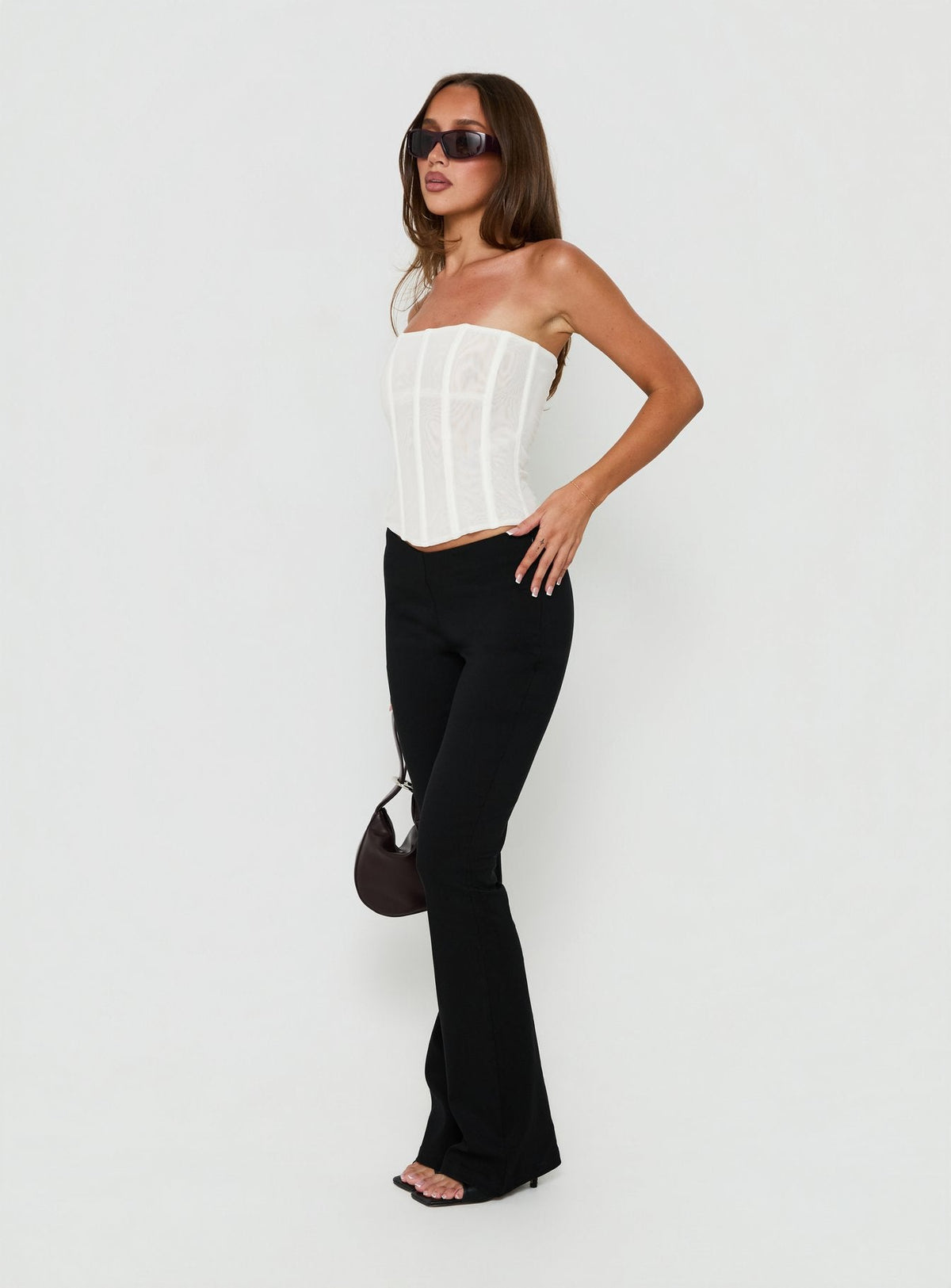 Zeni V Waist Bootleg Trousers Black