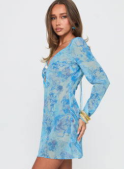 Wayfarer Shell Beach Cover Up Mini Dress Blue Multi