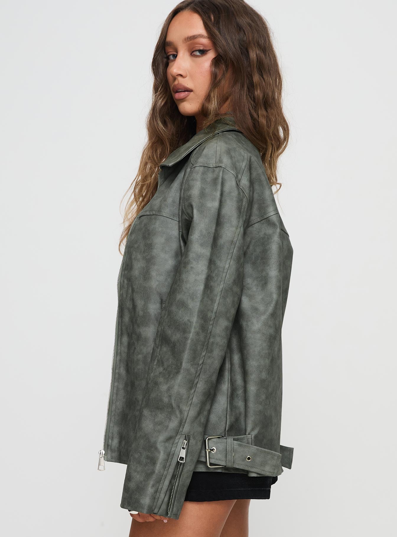 Kings Court Faux Leather Jacket Green