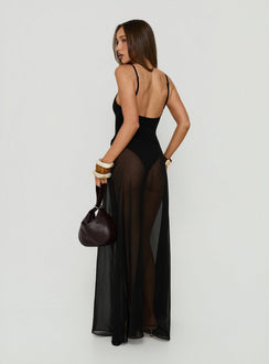 Avra Sheer Bodysuit Maxi-Kleid Schwarz