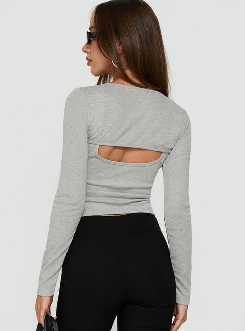 Blancha Layered Bolero Long Sleeve Top Grey Marle