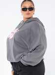 Princess Polly Hooded Sweatshirt Bubble Text Charcoal / Light Pink Curve Princess Polly  regular 