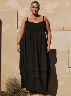 product Princess Polly Square Neck  Milden Linen Blend Maxi Dress Black Curve