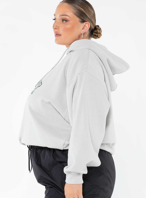 Princess Polly Hooded Sweatshirt Collegiate Text Grey / Green Curve Princess Polly  regular 