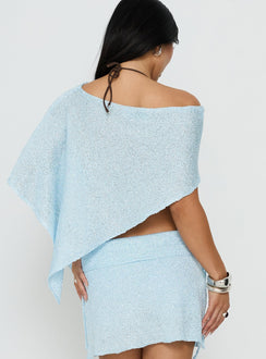 Shalva Knit Sequin Poncho Blue