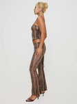 side view of model wearing Princess Polly Slither Pants Snake Print Low Rise Pants 