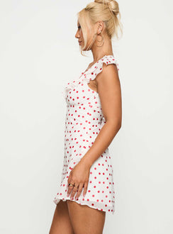 I Guess So Mini Dress White / Burgundy Petite