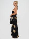 side view of model wearing Princess Polly Yasminn Maxi Dress Multi Petite Plunger 